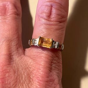 Sold 10k white gold citrine and diamond ring